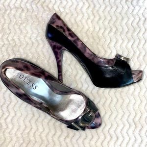 Guess Black & Cheetah Print Heels